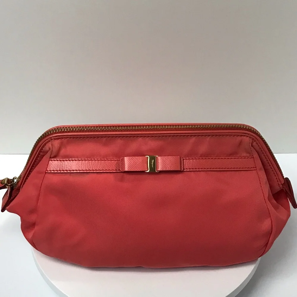 Salvatore Ferragamo Vara Ribbon Large Nylon Cosmetic Bag 😍
